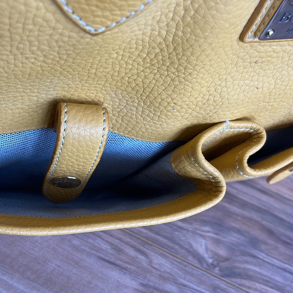 Dooney & Bourke Newbury Crescent Yellow Pebbled Leather Large Double Pocket Tote - Picture 9 of 14